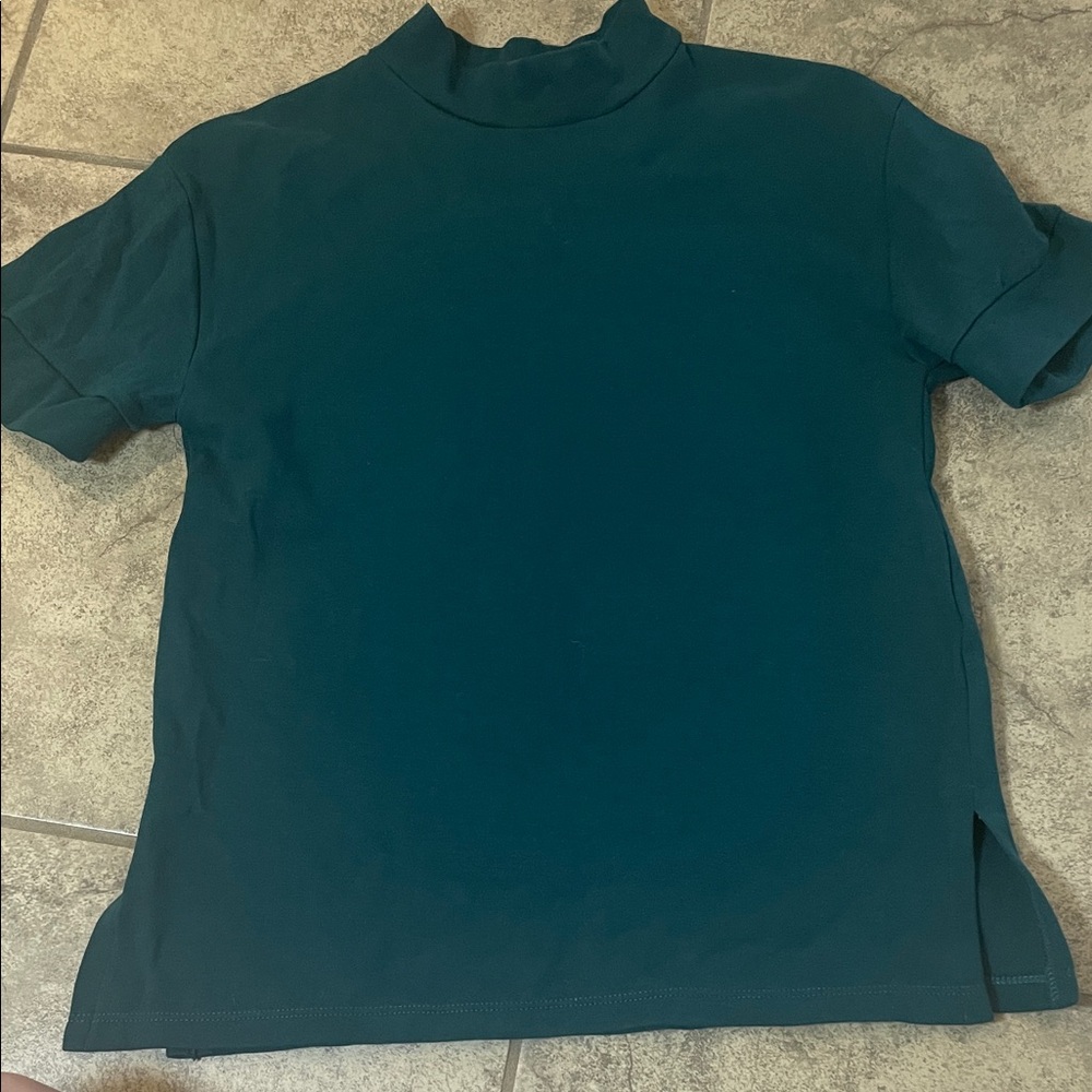 Zara Mock Neck Short Sleeve Top in Teal